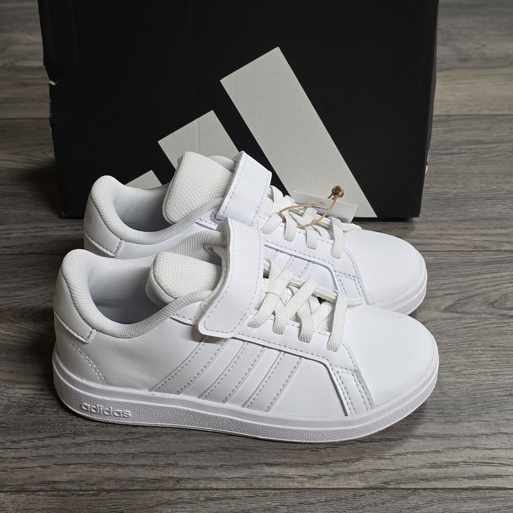 Adidas Grand Court 2.0 EL K White/White Kid's Sneakers - Size 11.5 NWB